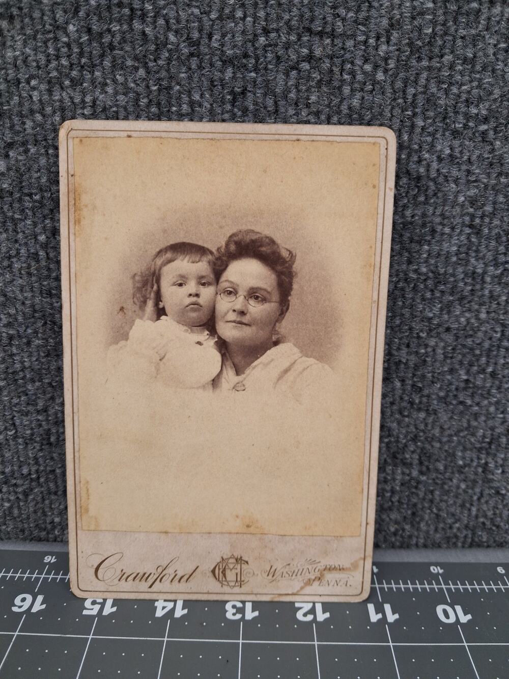 Antique Cabinet Card Photograph Mother And Young Child Washington PA